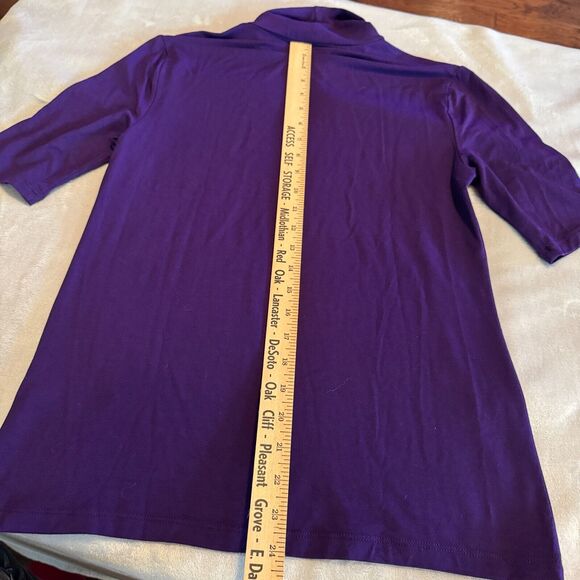 Lauren Ralph Lauren Purple Turtleneck Stretch Top sweater short sleeve viscose L - Picture 4 of 6